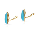 GIA Certified Sleeping Beauty Pear-Shape Turquoise Cabochons and Diamond Earrings, 18k