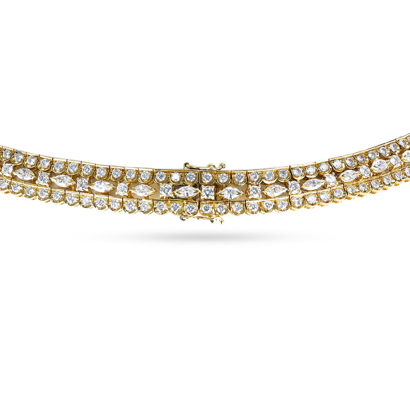 Floral Yellow, White and Pink Diamond Necklace, 18k, Stefan Hafner