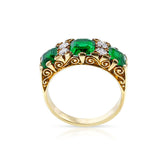 AGL Certified Colombian Emerald and Diamond Victorian Ring, 18k