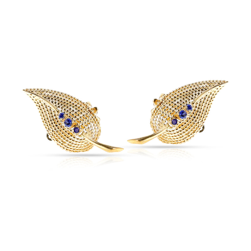 Tiffany & Co. Sapphire Leaf Earrings, 14k