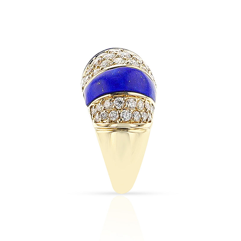 Lapis and Diamond Bombe Ring, 18k