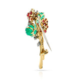Cartier Tutti Frutti Emerald Carvings and Ruby Cabochons and Diamond Brooch, 18k
