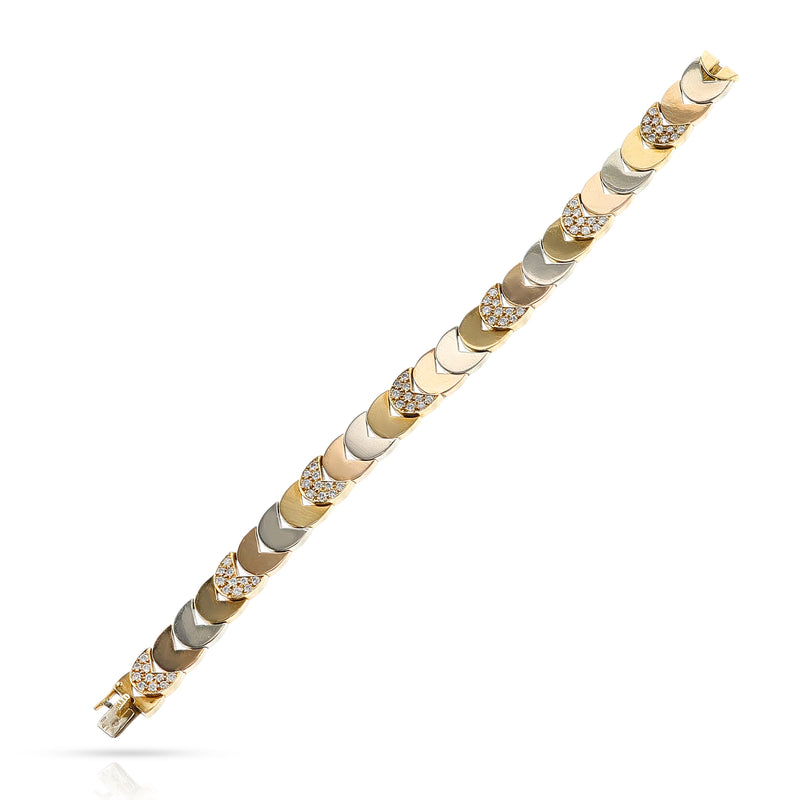 Van Cleef & Arpels by Georges L'enfant Tri-Color Gold and Diamond Bracelet, 18k