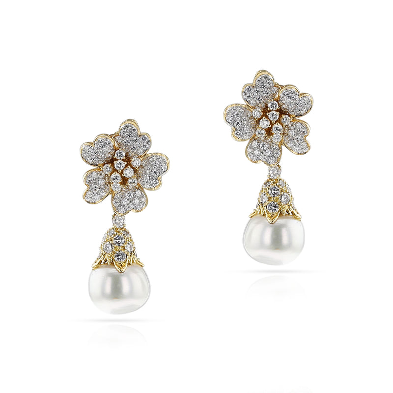 18K Pearl and Diamond Day and Night Earrings