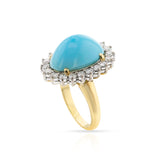 Oval Turquoise Cabochon and Diamond Ring, 18k
