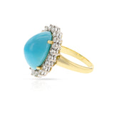 Oval Turquoise Cabochon and Diamond Ring, 18k