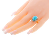 Oval Turquoise Cabochon and Diamond Ring, 18k