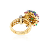 Ruby, Emerald, Sapphire, Diamond Cocktail Ring, 18k