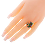 Ruby, Emerald, Sapphire, Diamond Cocktail Ring, 18k