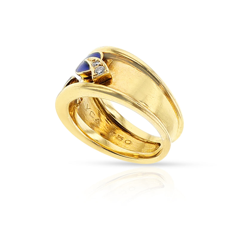 Van Cleef & Arpels Leaf Enamel and Diamond Ring, 18k