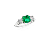 GIA Certified 1.21 ct. Octagonal Step-Cut Colombian Emerald Ring with Diamonds, Platinum