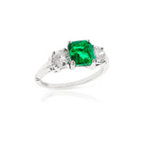 GIA Certified 1.21 ct. Octagonal Step-Cut Colombian Emerald Ring with Diamonds, Platinum