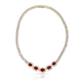 Van Cleef & Arpels Ruby Cabochon and Diamond Bracelet and Necklace Set, 18k