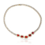 Van Cleef & Arpels Ruby Cabochon and Diamond Bracelet and Necklace Set, 18k