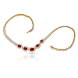 Van Cleef & Arpels Ruby Cabochon and Diamond Bracelet and Necklace Set, 18k
