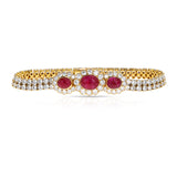 Van Cleef & Arpels Ruby Cabochon and Diamond Bracelet and Necklace Set, 18k