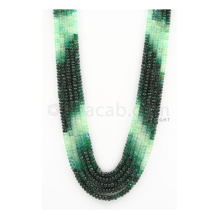 4.20 to 5.20 mm - 5 Lines - Emerald Faceted Beads - 17 to 19 inches (EFBSh1001)
