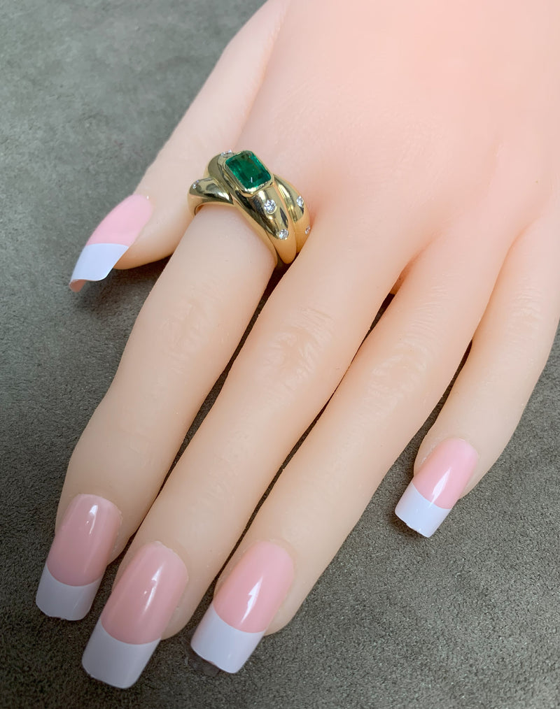 Cartier Emerald and Diamond Criss Cross Ring, 18k