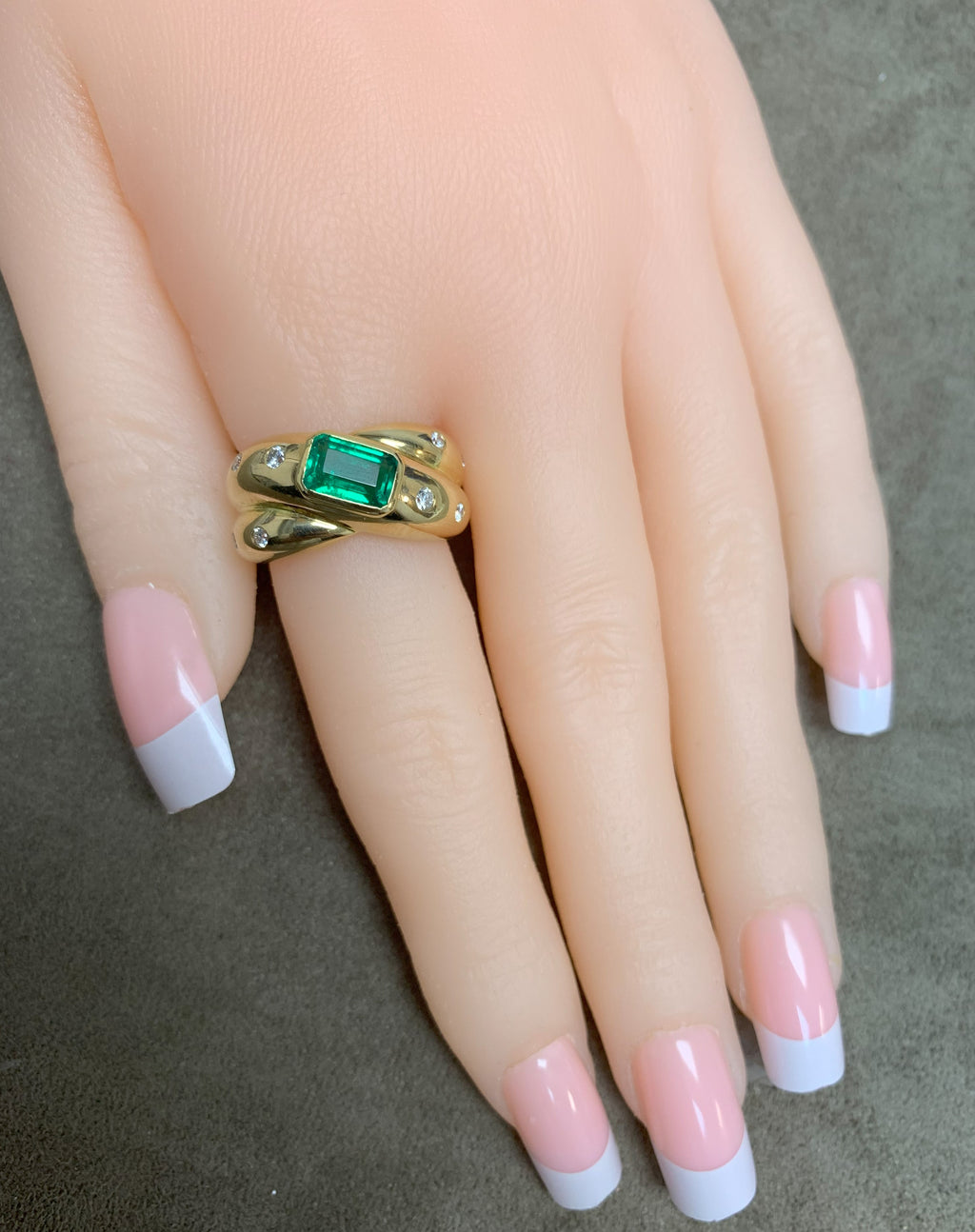 Cartier Emerald and Diamond Criss Cross Ring 18k DDeco Jewels
