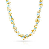 Citrine and Blue Topaz Briolette Beads Necklace, 14k