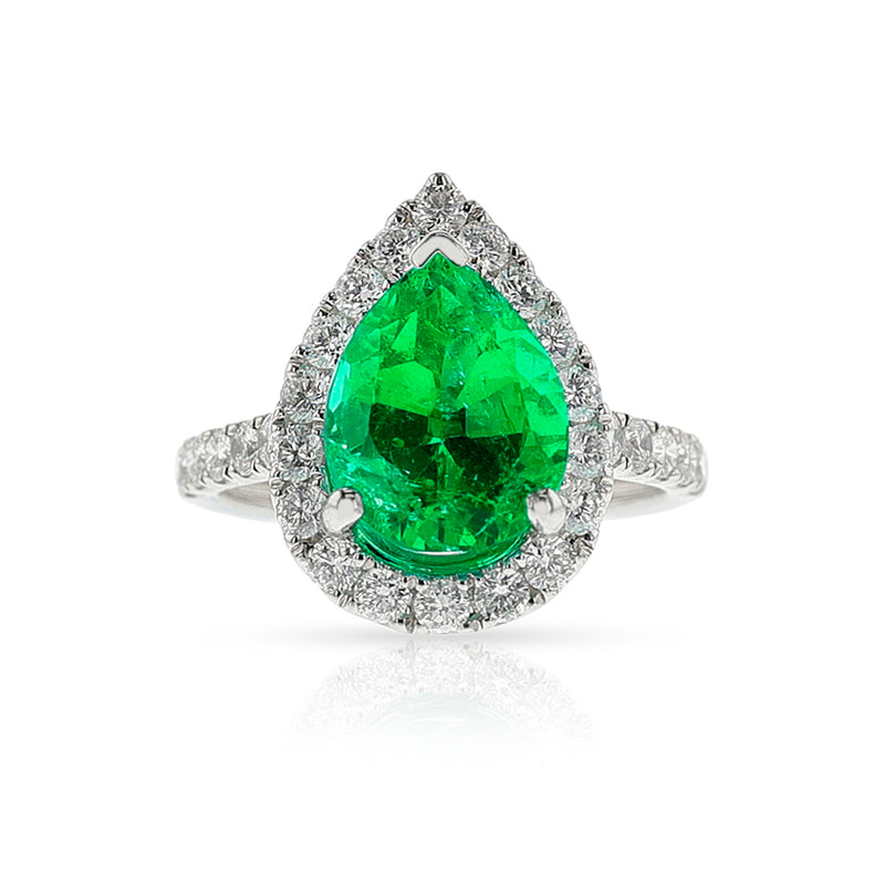 GIA Certified 3.68 ct. Colombian Emerald and Diamond Ring, 18k