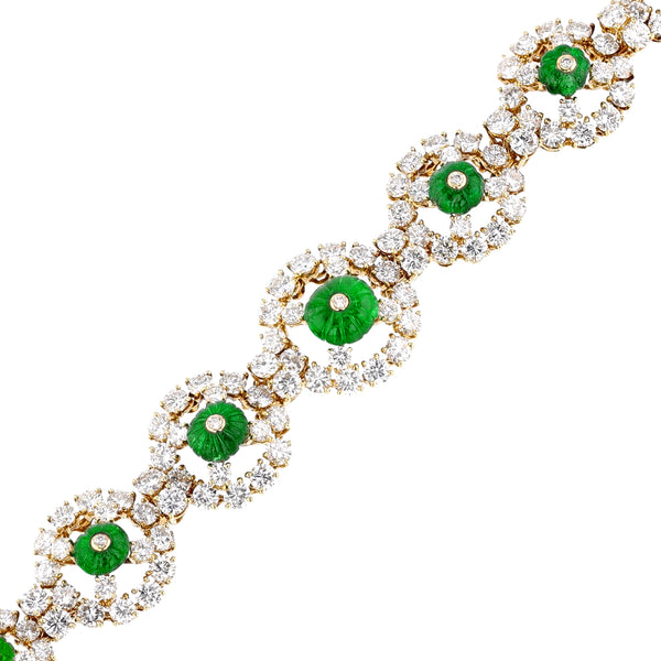 Alexandre Reza Carved Emerald and Diamond Bracelet, 18k