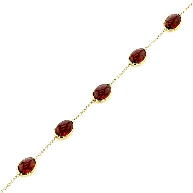 Oval Garnet Cabochon Bracelet, 18k