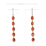 Five Oval Garnet Cabochon Dangling Earrings, 18K