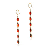 Five Oval Garnet Cabochon Dangling Earrings, 18K