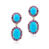 18k Turquoise, Amethyst and Diamond Necklace and Earring Set