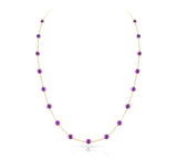 Round Amethyst Cabochon Necklace, 18k