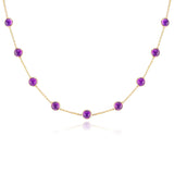 Round Amethyst Cabochon Necklace, 18k