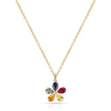 Multi-Sapphire and Diamond Flower Pendant, 14k Yellow Gold