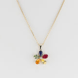 Multi-Sapphire and Diamond Flower Pendant, 14k Yellow Gold