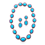 18k Turquoise, Amethyst and Diamond Necklace and Earring Set