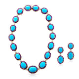 18k Turquoise, Amethyst and Diamond Necklace and Earring Set