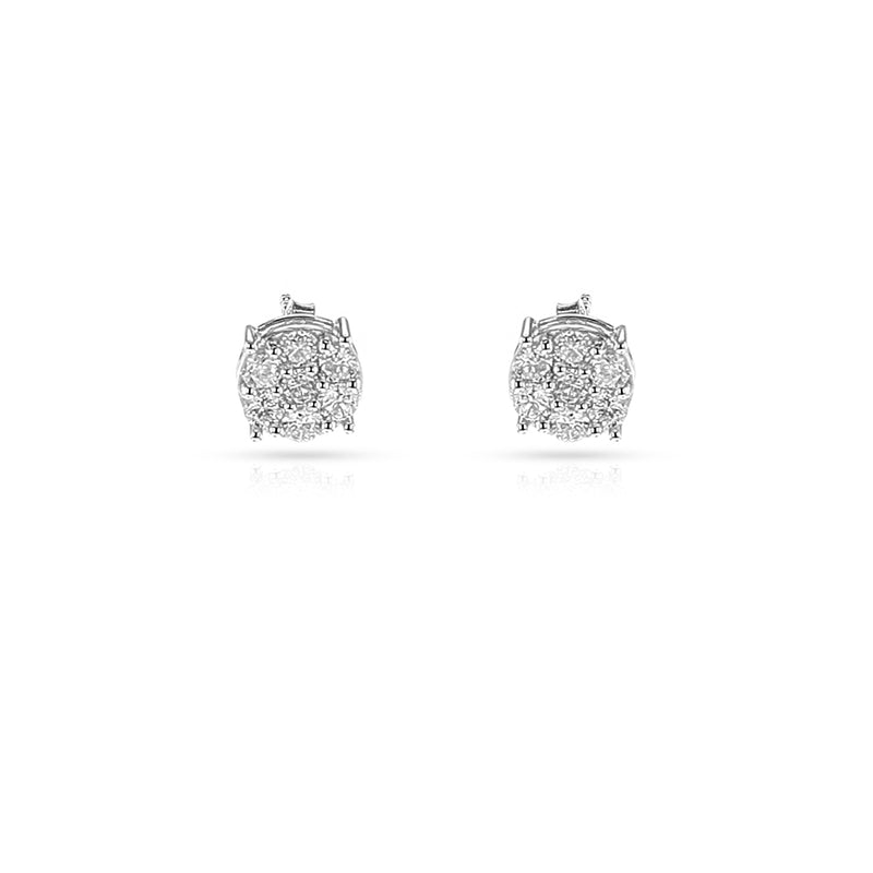 Round Diamond Studs, 18K White Gold