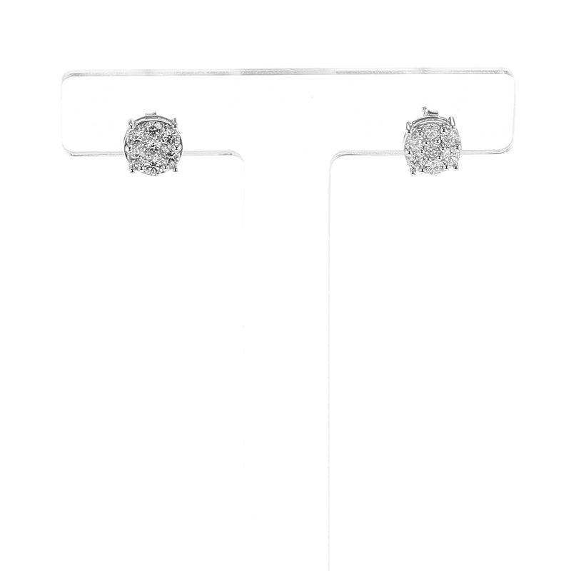 Round Diamond Studs, 18K White Gold