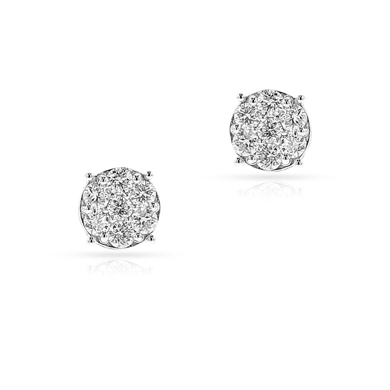 Round Diamond Studs, 18K White Gold