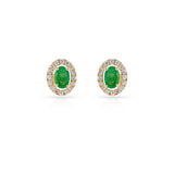 Larger Emerald and Diamond Halo Studs, 18K