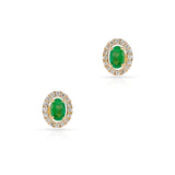 Larger Emerald and Diamond Halo Studs, 18K