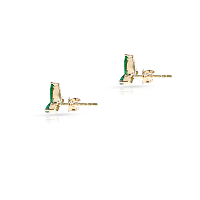 Larger Emerald and Diamond Halo Studs, 18K