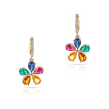 Floral Multi Sapphire and Diamond Dangling Earrings