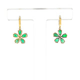 Floral Emerald and Diamond Dangling Earrings