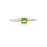 Square Green Tourmaline and Diamond Ring, 18k