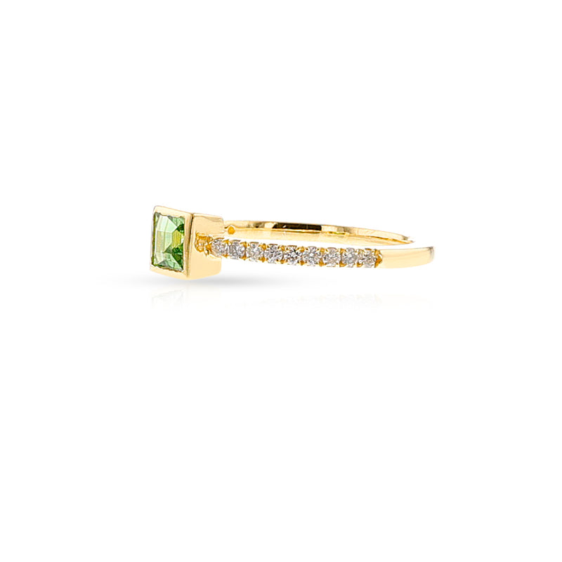 Square Green Tourmaline and Diamond Ring, 18k