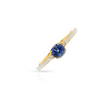 Blue Sapphire, Diamond and White Enamel Ring, 18k