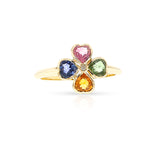 Multi-Sapphire and Diamond Clover Ring, 18k