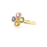 Multi-Sapphire and Diamond Clover Ring, 18k