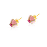 Ruby, Diamond and Pink Enamel Stud Earrings, 18k